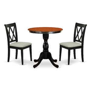 Pemberly Row 3-Piece Dining Set with Double X Back Chairs in Black/Cherry