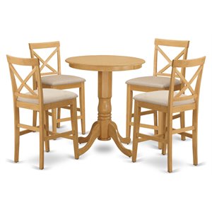 Pemberly Row 5-Piece Wood Counter Height Dining Table Set in Oak Finish