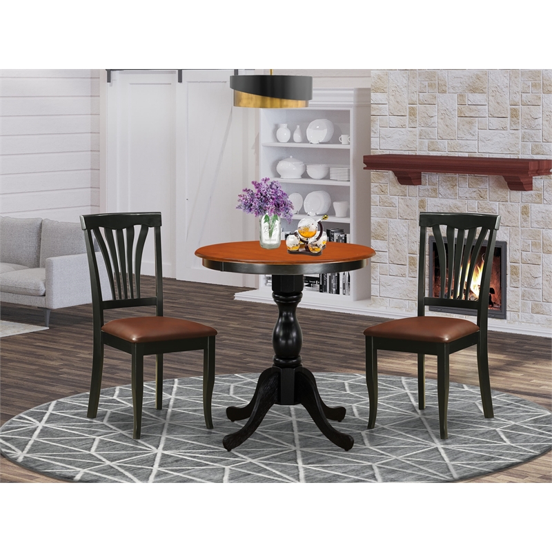 Pemberly Row 3-Piece Rubberwood Dining Set with Cherry Top Table