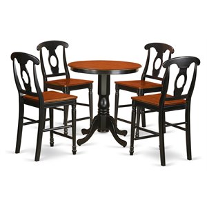 Pemberly Row 5-Piece Dining Set with Pedestal Table in Black Cherry