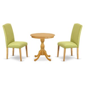 Pemberly Row 3-Piece Oak Wood Dining Table and Chair Set with Round Top