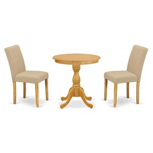 Pemberly Row 3-Piece Traditional Wood Dining Set in Oak Finish