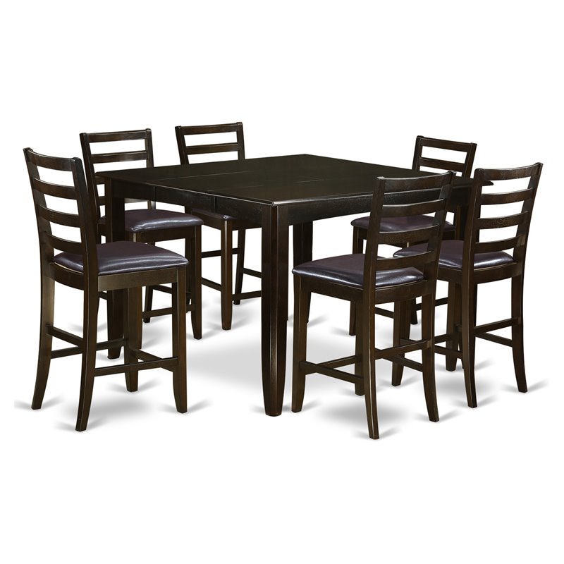 Pemberly Row 7-Pc Wood Dining Table Set with Cappuccino Finish