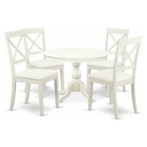 Pemberly Row 5-Piece Wood Kitchen Set with X-Back Chairs in Linen White