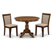 Pemberly Row 3-Piece Dining Set with Acacia Pedestal in Walnut/Light Tan
