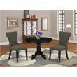 Pemberly Row 3-Piece Dining Set with Tufted Chairs in Gotham Gray and Black