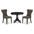 Pemberly Row 3-Piece Dining Set with Tufted Chairs in Gotham Gray and Black