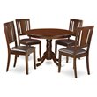 Pemberly Row 5-Piece Dining Set in Mahogany with Faux Leather Chairs