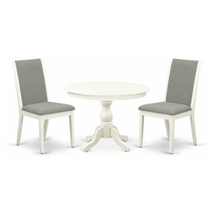 Pemberly Row 3-Piece Wood Dining Set in Linen White & Shitake Finish