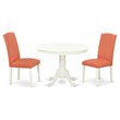 Pemberly Row 3-Piece Wood Dining Set in White and Pink Flamingo