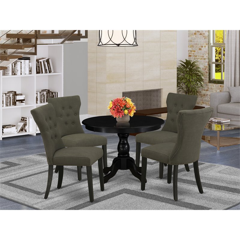 Pemberly Row 5-Piece Wood Dining Set in Black and Dark Gotham Gray