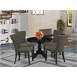 Pemberly Row 5-Piece Wood Dining Set in Black and Dark Gotham Gray