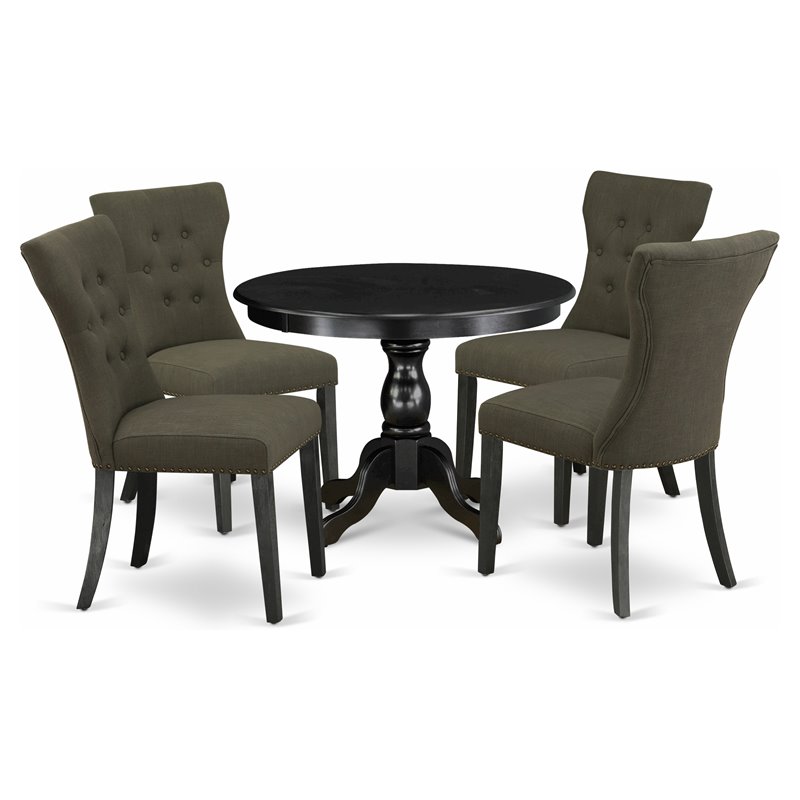 Pemberly Row 5-Piece Wood Dining Set in Black and Dark Gotham Gray