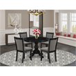 Pemberly Row 5-Piece Dining Set in Acacia Wood and Gotham Gray Upholstery