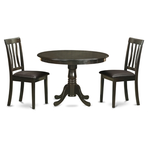Pemberly Row 3-Piece Dining Set with Round Cappuccino Table and Chairs