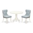Pemberly Row 3-Piece Wood Dining Room Set in Linen White and Baby Blue