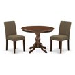 Pemberly Row 3-Piece Wood Dining Set in Mahogany and Coffee Upholstery