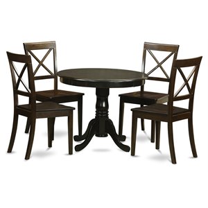 Pemberly Row 5-Piece Kitchen Table and Chair Set in Cappuccino Wood