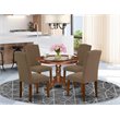 Pemberly Row 5-Piece Wood Dining Set in Mahogany and Dark Coffee