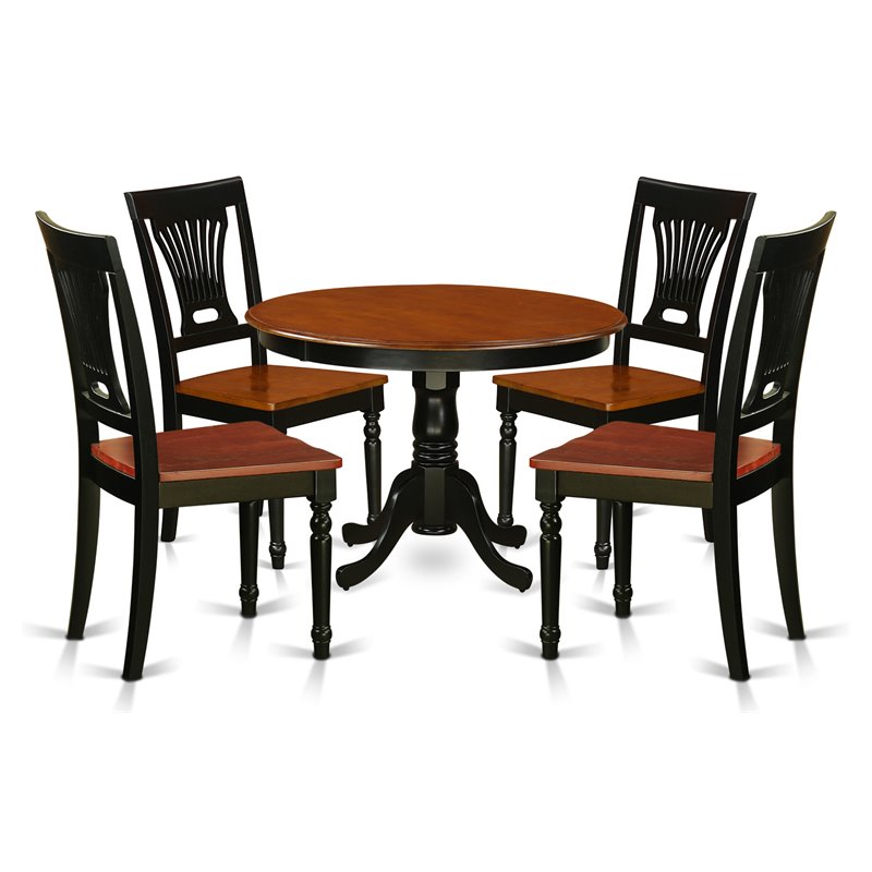 Pemberly Row 5-Piece Dinette Set with Wood Chairs in Black/Cherry