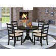 Pemberly Row 5-Piece Dining Set with Cushion Seat in Cappuccino Finish