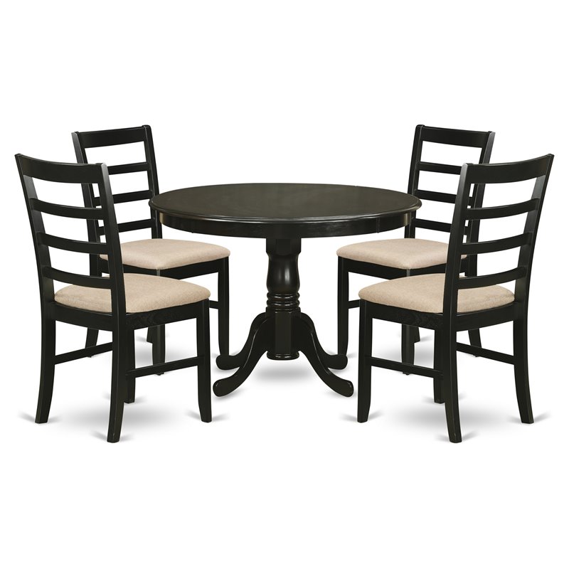 Pemberly Row 5-Piece Dining Set with Cushion Seat in Cappuccino Finish
