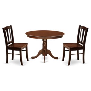 Pemberly Row 3-Piece Wooden Dining Set in Rich Mahogany Finish