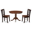 Pemberly Row 3-Piece Wooden Dining Set in Rich Mahogany Finish
