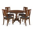 Pemberly Row 5-Piece Wood Dining Set with Faux Leather Seat in Mahogany