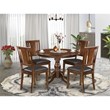 Pemberly Row 5-Piece Wood Dining Set with Faux Leather Seat in Mahogany