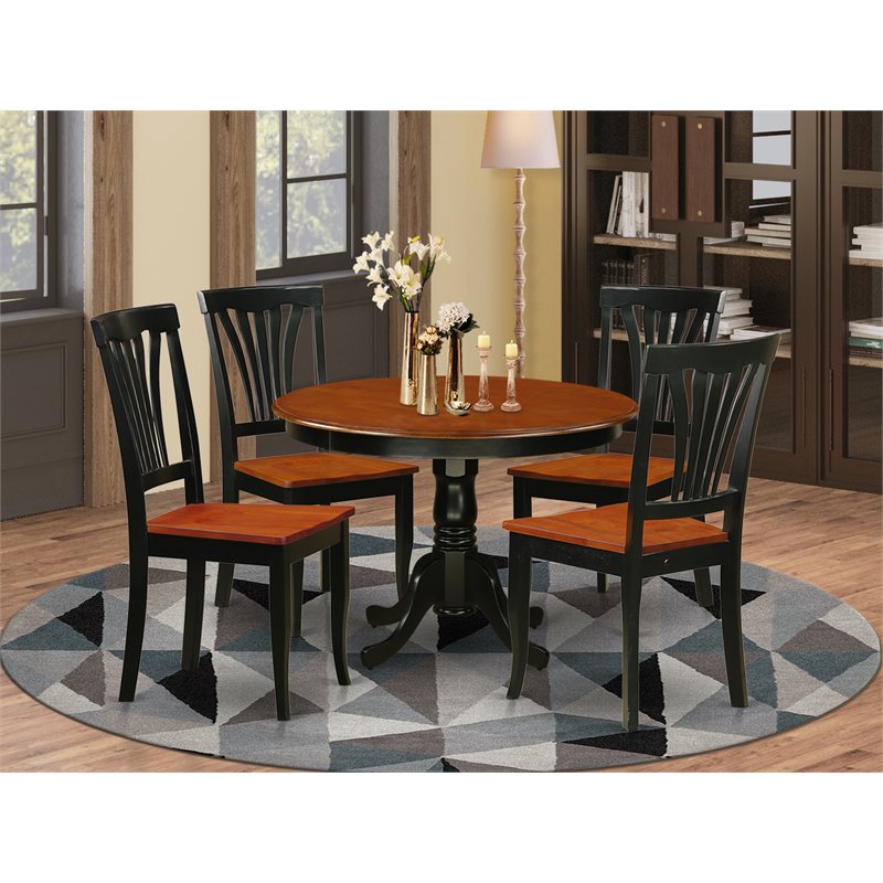 Pemberly Row 5-Piece Wood Dining Set in Black and Cherry Finish