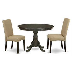 Pemberly Row 3-Piece Wood Dining Set with Fabric Seat in Cappuccino
