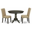 Pemberly Row 3-Piece Wood Dining Set with Fabric Seat in Cappuccino