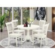 Pemberly Row 5-Piece Round Wood Table and Chair Set in Linen White Finish