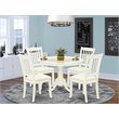 Pemberly Row 5-Piece Wood Dining Set with Fabric Seat in Linen White