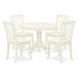 Pemberly Row 5-Piece Wood Dining Set with Fabric Seat in Linen White