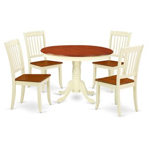 Pemberly Row 5-Piece Cherry Dining Set with Slatted Chairs in Wood