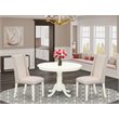 Pemberly Row 3-Piece Round Wooden Dining Table Set in Linen White