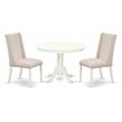 Pemberly Row 3-Piece Round Wooden Dining Table Set in Linen White