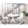 Pemberly Row 3-Piece Wood Dining Set with Leather Seat in Linen White