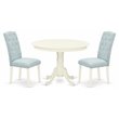 Pemberly Row 3-Piece Wood Dining Set in Linen White and Baby Blue