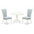 Pemberly Row 3-Piece Wood Dining Set with Round Table in Linen White
