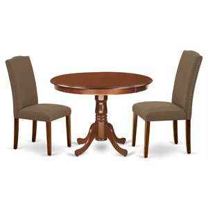 Pemberly Row 3-Piece Wood Dining Set in Mahogany and Dark Coffee
