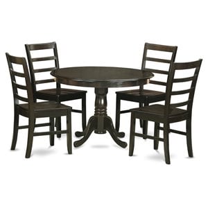 Pemberly Row 5-Piece Round Wood Dining Set in Cappuccino Finish