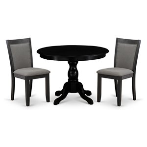 Pemberly Row 3-Piece Modern Dining Set in Black & Dark Gotham Gray