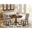 Pemberly Row 3-Piece Mahogany Wood Dining Set with Dark Khaki Seats
