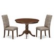 Pemberly Row 3-Piece Mahogany Wood Dining Set with Dark Khaki Seats