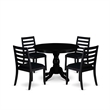 Pemberly Row 5-Piece Rubberwood Dining Set in Wire Brushed Black Finish