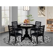 Pemberly Row 5-Piece Rubberwood Dining Set in Wire Brushed Black Finish