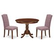 Pemberly Row 3-Piece Wood Dining Set with Upholstered Chairs in Mahogany